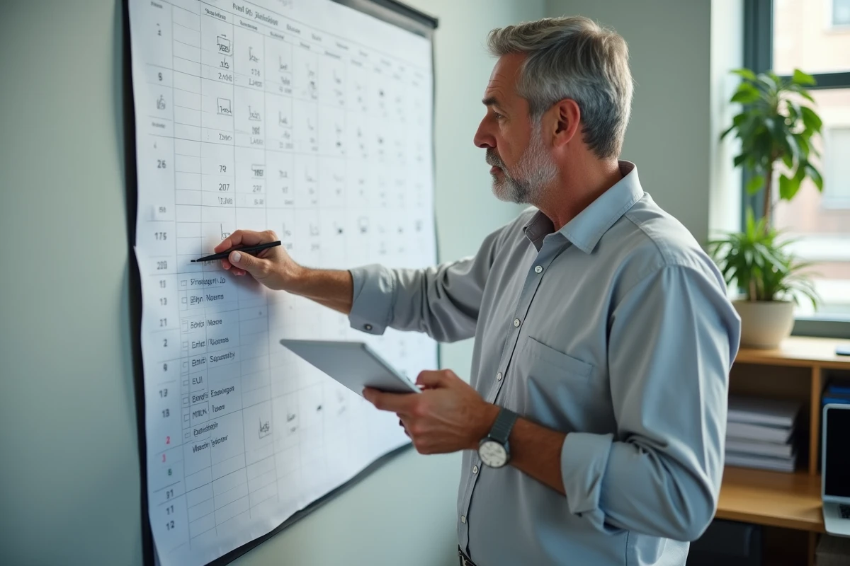 Administrateur scolaire devant un calendrier de versement des salaires des professeurs en 2026