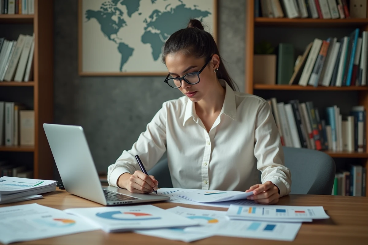 Analyste économique étudiant les prévisions et chiffres clés du PIB par pays pour 2026