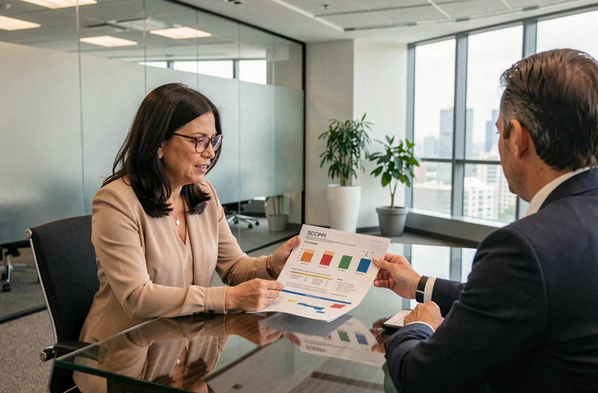 Conseillère financière présentant les options de capital minimum pour investir en SCPI à une cliente