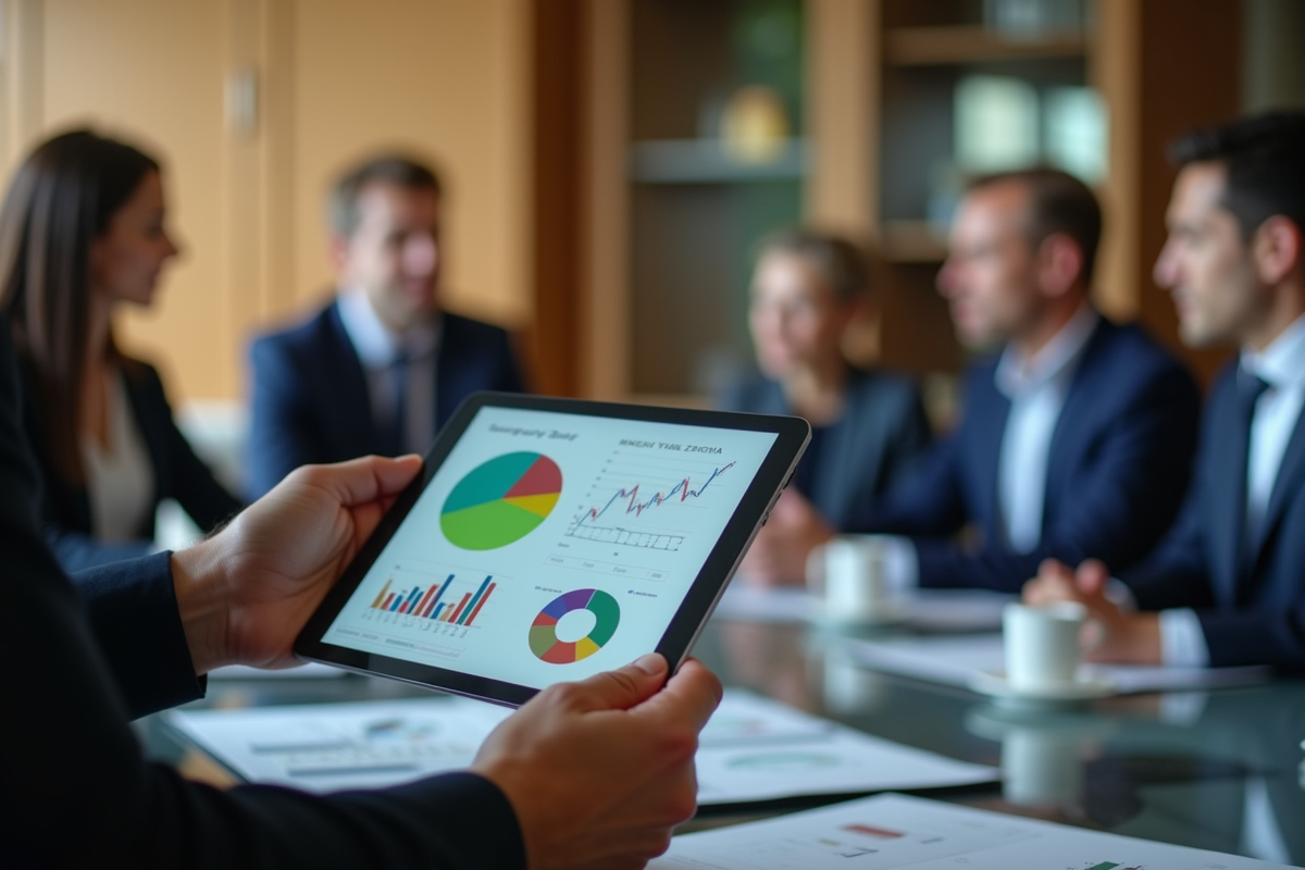 Conseiller financier montrant des graphiques d
