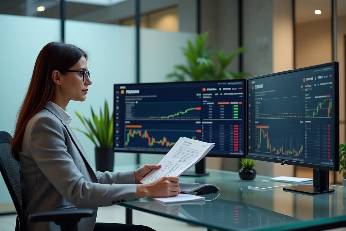Conseillère fiscale analysant plusieurs plateformes de cryptomonnaies pour déterminer les obligations de déclaration cerfa 3916 bis