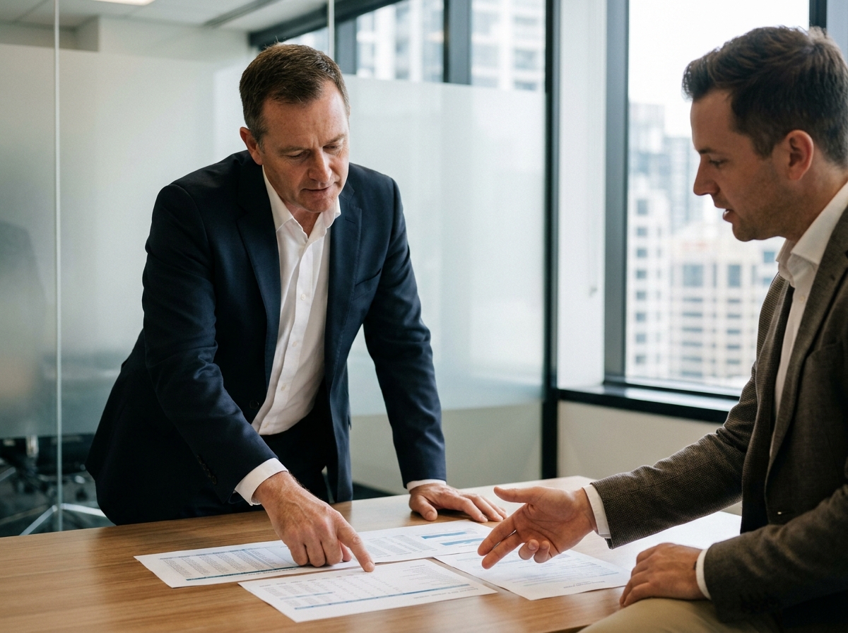 Conseiller fiscal et investisseur immobilier en consultation pour comparer déficit foncier et déductions de travaux