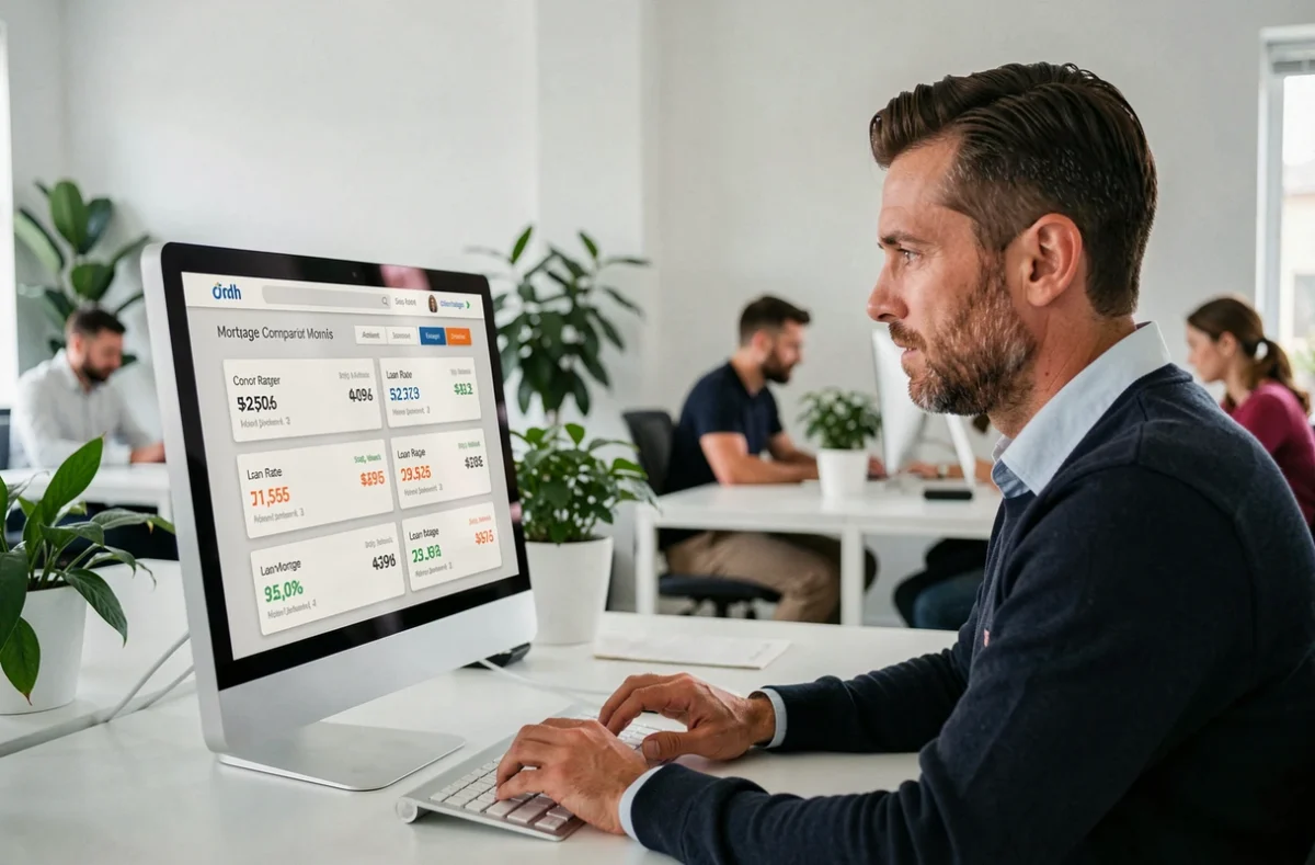 Utilisateur comparant des offres de prêt immobilier sur la plateforme en ligne Empruntis