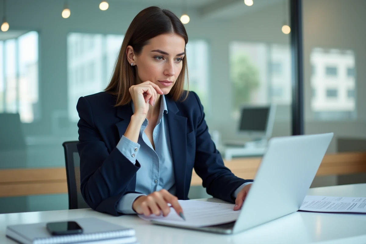 Femme d affaires en réunion dans un bureau moderne