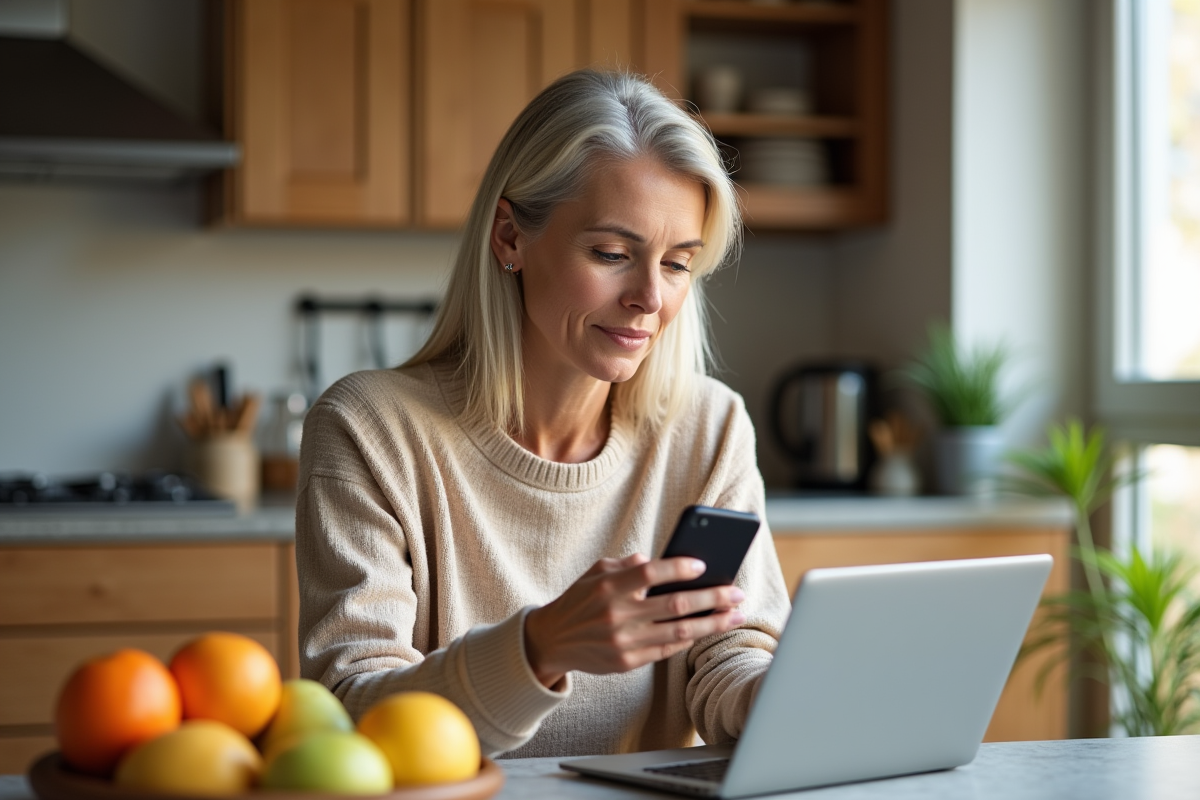Femme analysant des graphiques crypto sur sa tablette