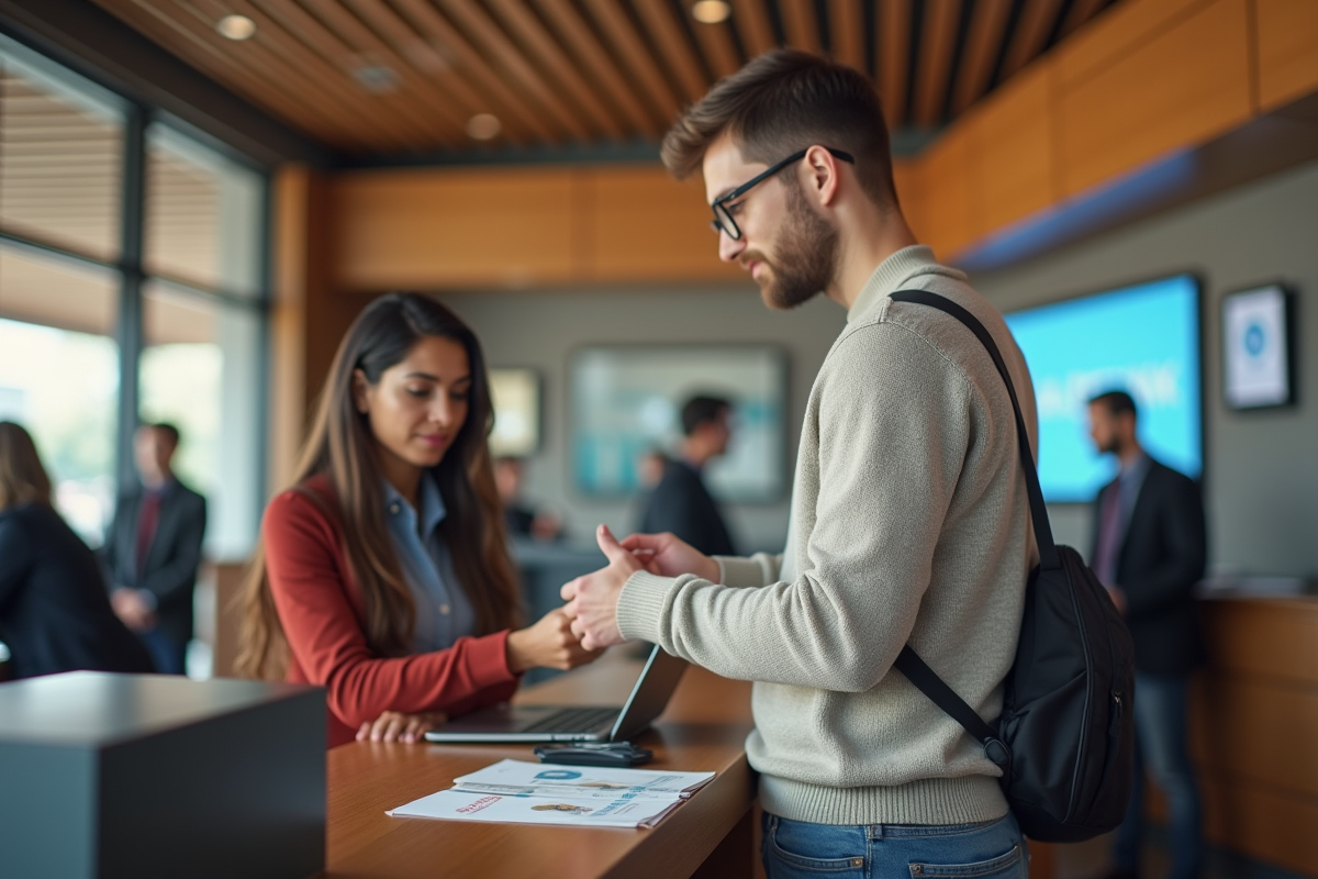 Jeune homme consulte un conseiller bancaire