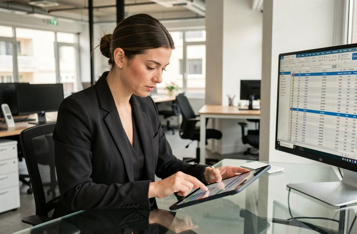 Experte-comptable de K2 Experts Marseille analysant des données financières sur tablette