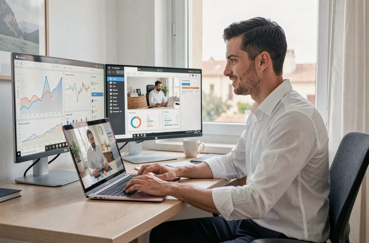 Comptable de L-Expert-Comptable.com Marseille en consultation vidéo depuis un bureau à domicile