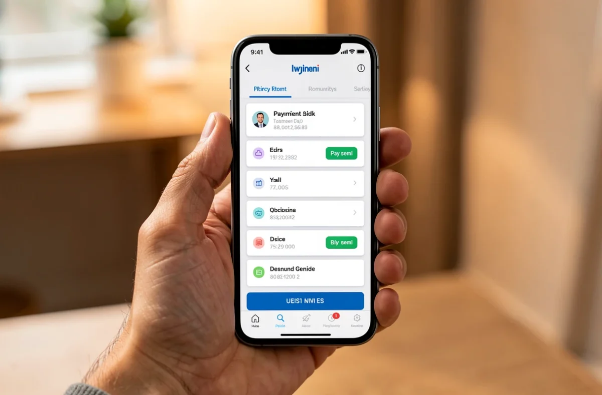 Mains tenant un smartphone avec une application de paiement ouverte