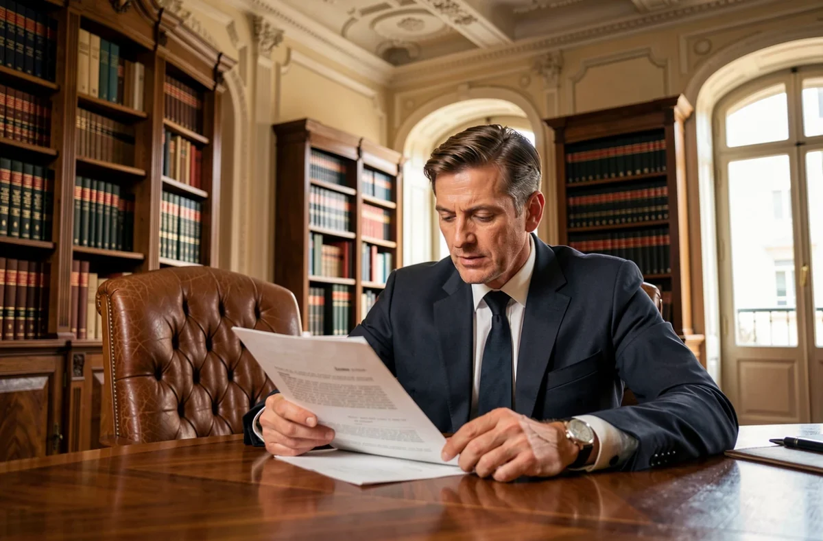 Maître Ollivier Parracone, avocat fiscaliste, dans son cabinet traditionnel à Marseille entouré de livres de droit
