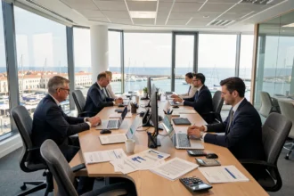 Vue d'ensemble d'un cabinet comptable moderne à Marseille avec vue sur le Vieux-Port