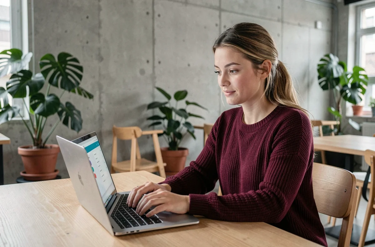 Comptable de Numbr Marseille travaillant sur une plateforme numérique dans un espace moderne