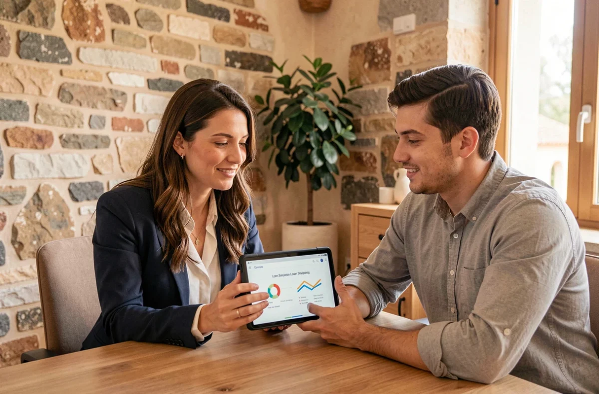 Conseillère de Vous Financer Var analysant un dossier de financement immobilier avec un client